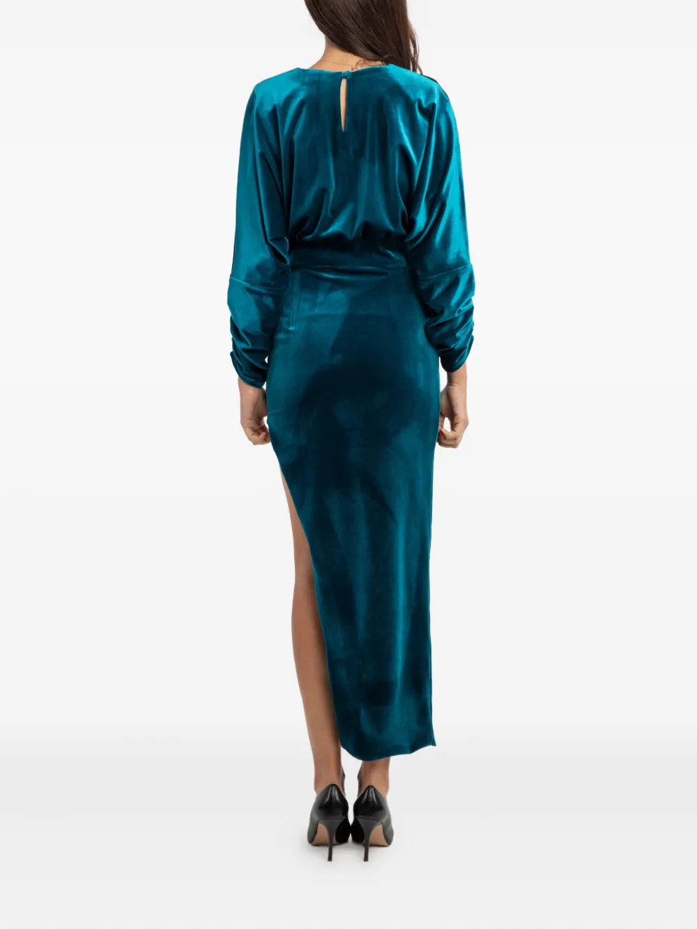 Actualee Long-sleeve Midi Dress In Blue
