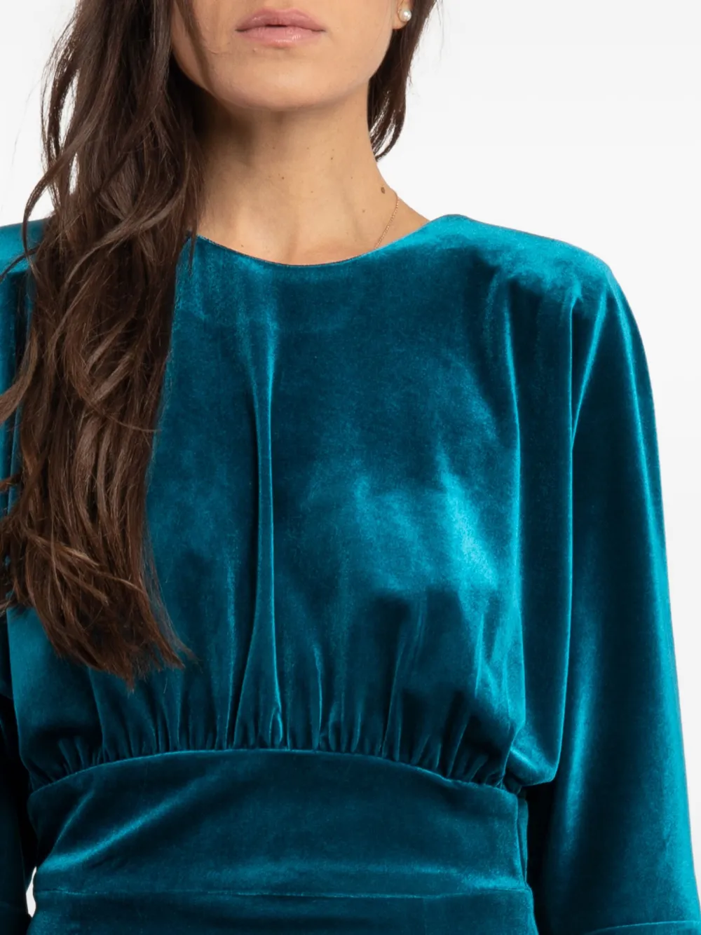 Actualee Long-sleeve Midi Dress In Blue