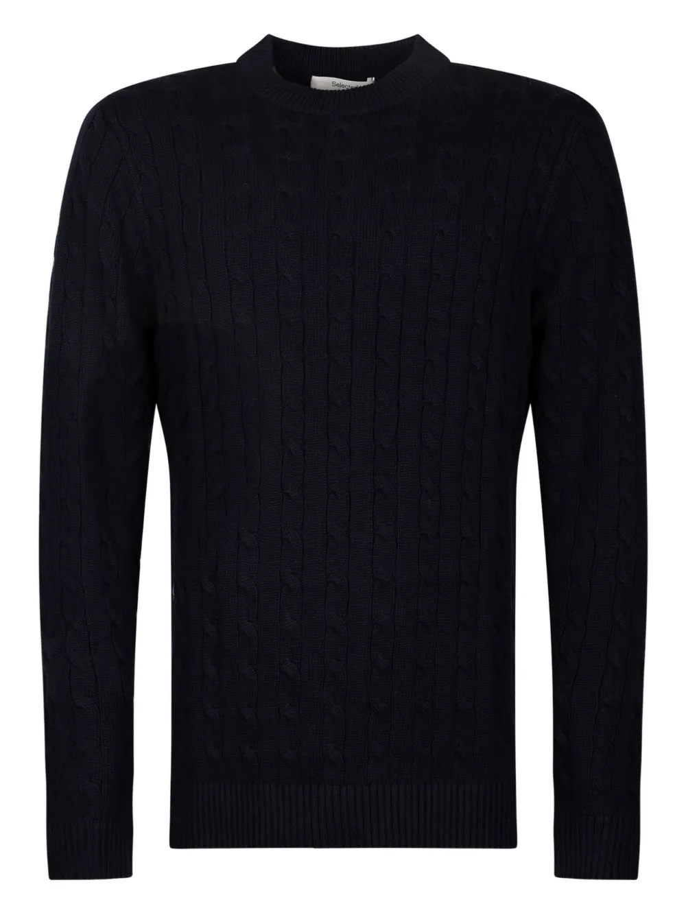 Selected Cable-knit Sweater In Blue