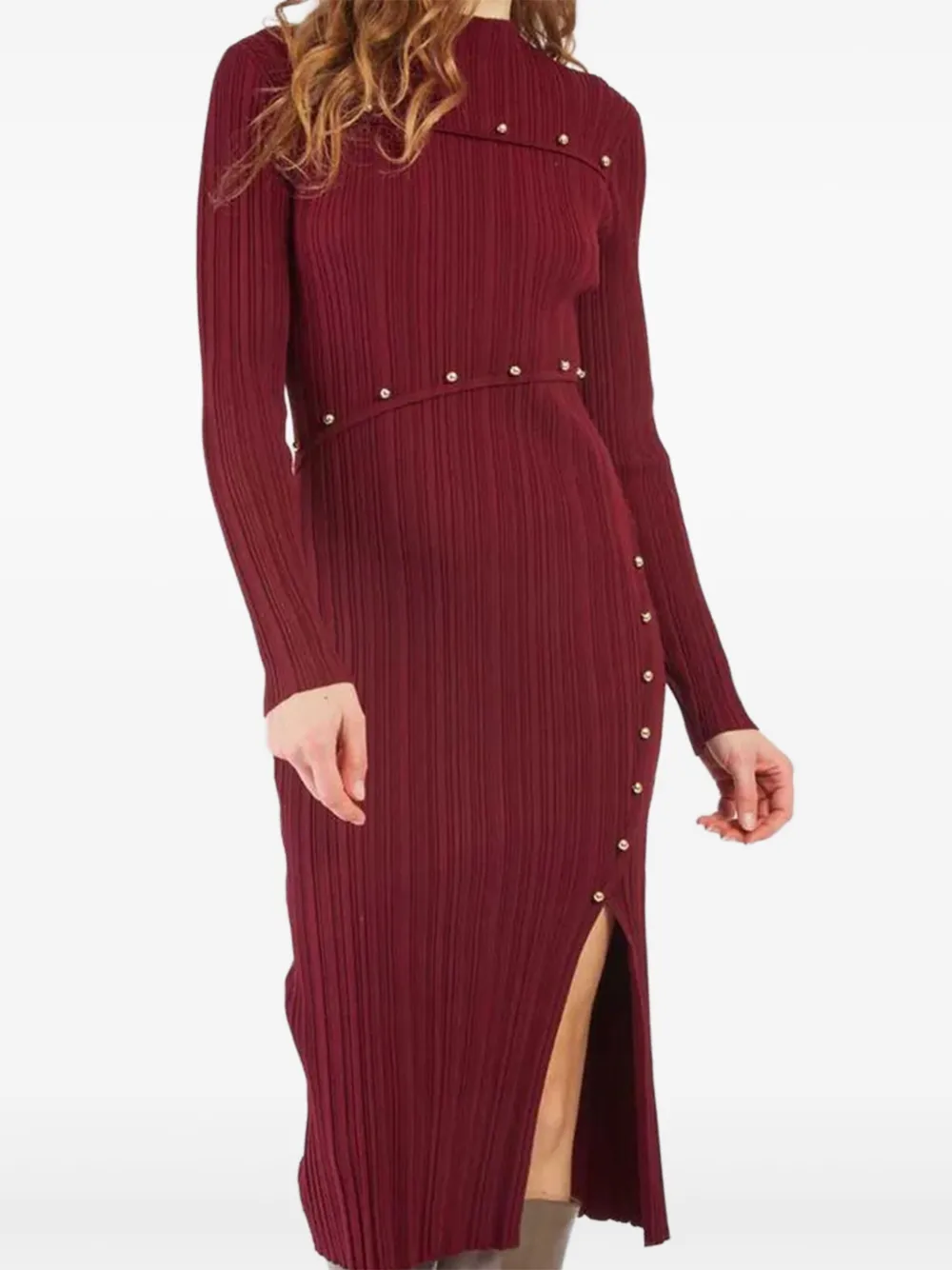 Derhy Midi-jurk met knopen en split - Rood