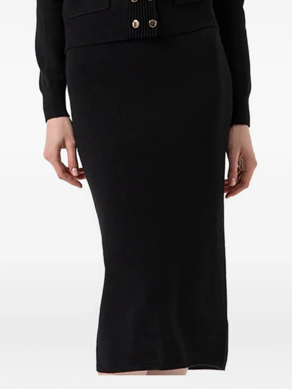 Catrafina Midi-rok met knoop - Zwart