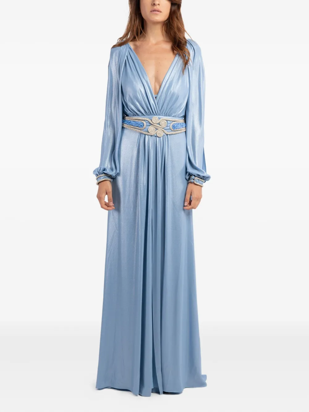 Maestri long-sleeve beaded-embellishments maxi dress | Blue | Image 1