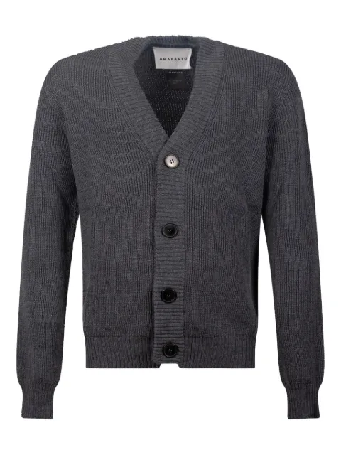 AMARANTO  V-neck ribbed-knit cardigan