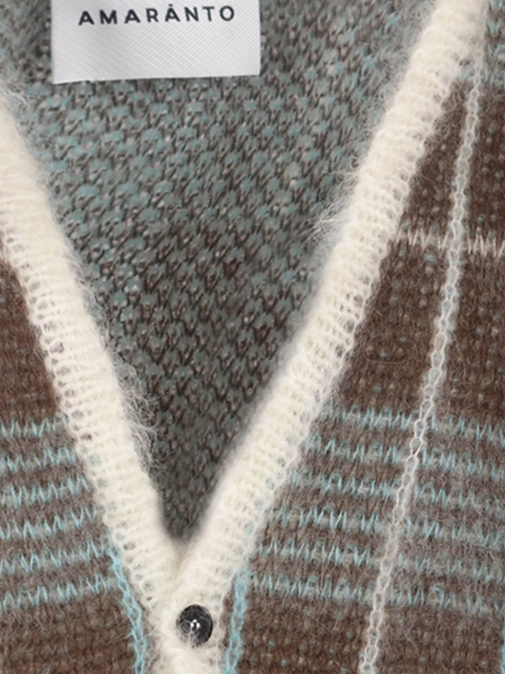 Amaranto Check-pattern Brushed-wool Cardigan In Brown