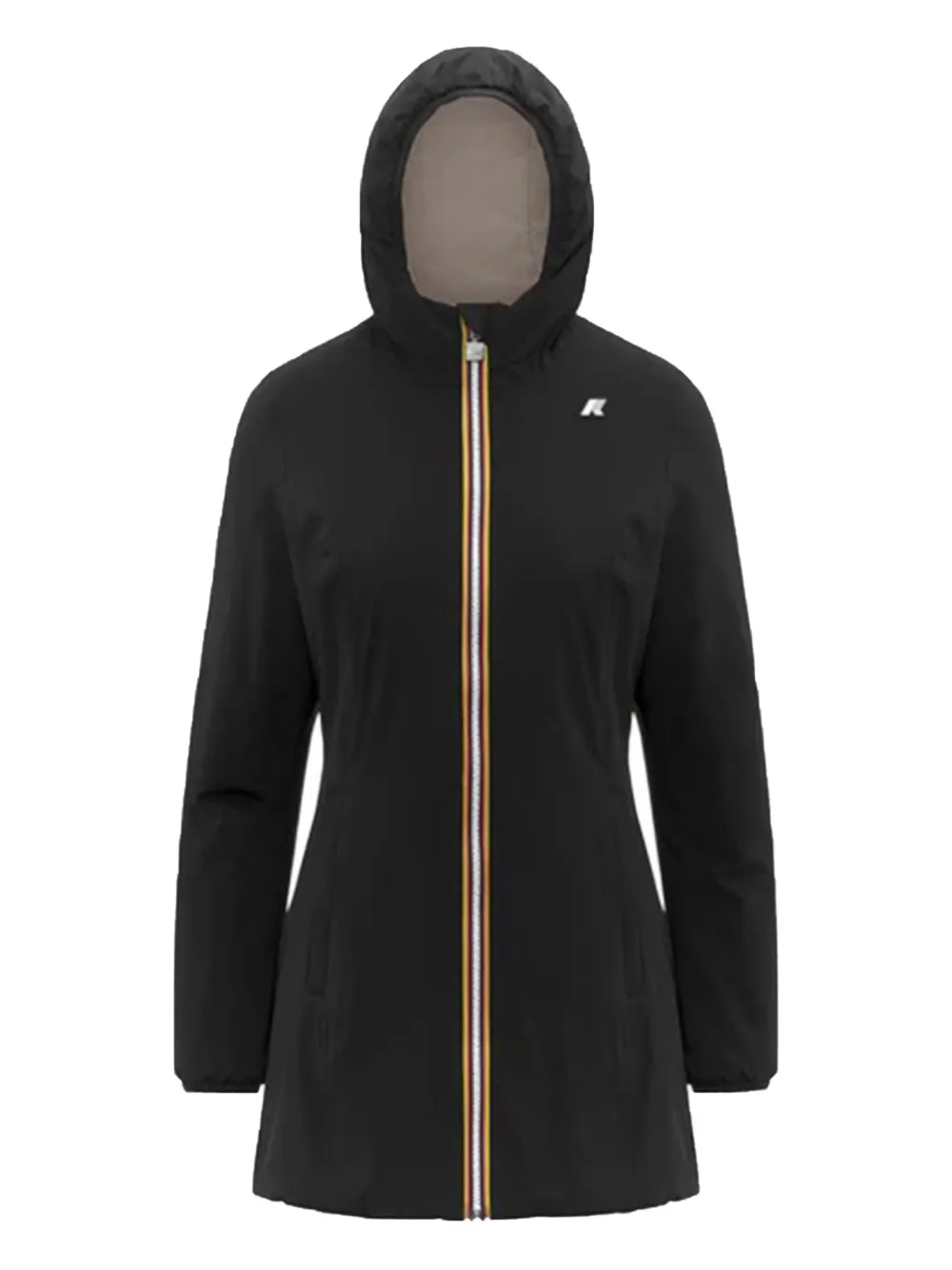 K-way Hooded Zip-up Parka Coat In Black