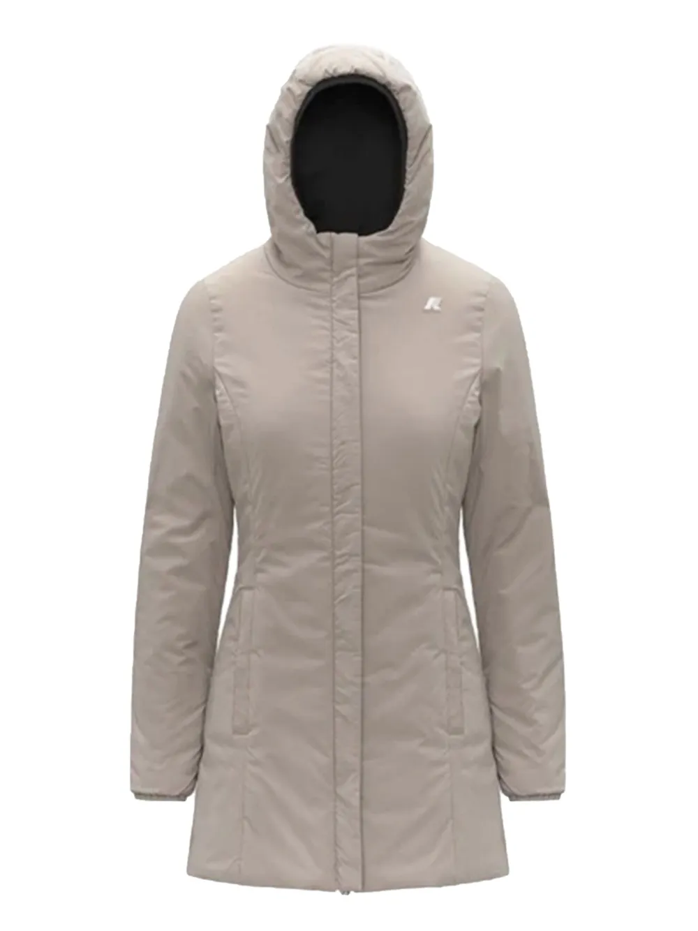 K-way Hooded Zip-up Parka Coat In Black