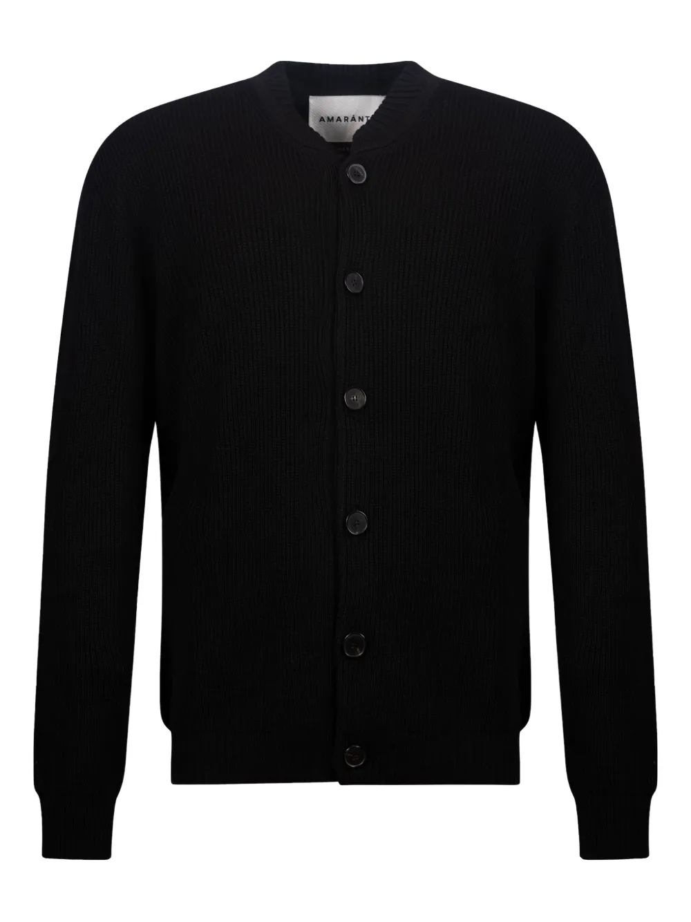 Amaranto Ribbed Wool Cardigan With Classic Round Neckline In Multi