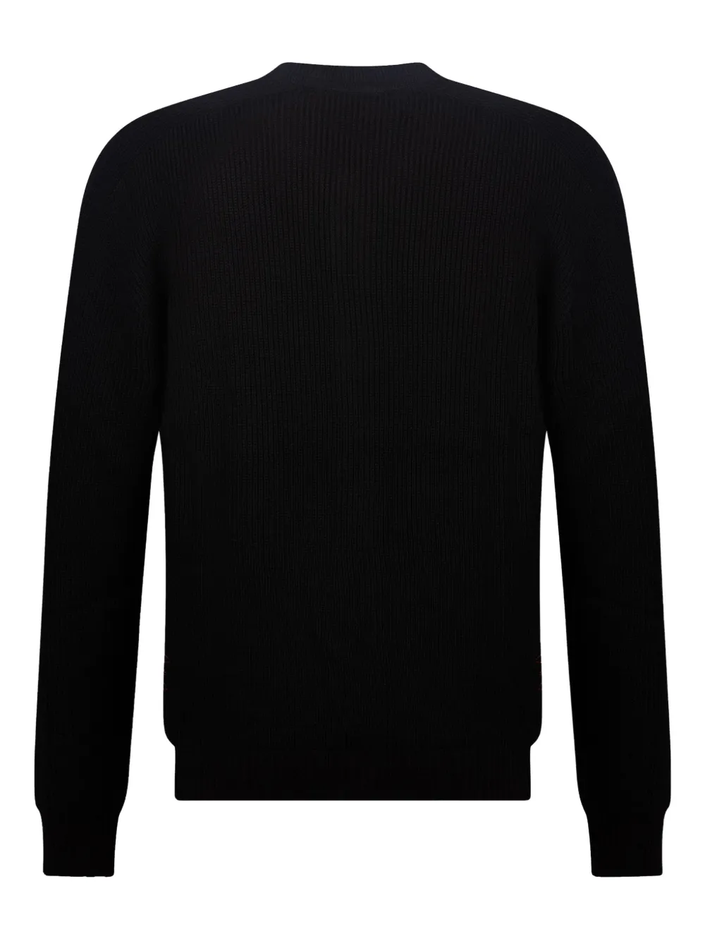 Amaranto Ribbed Wool Cardigan With Classic Round Neckline In Multi