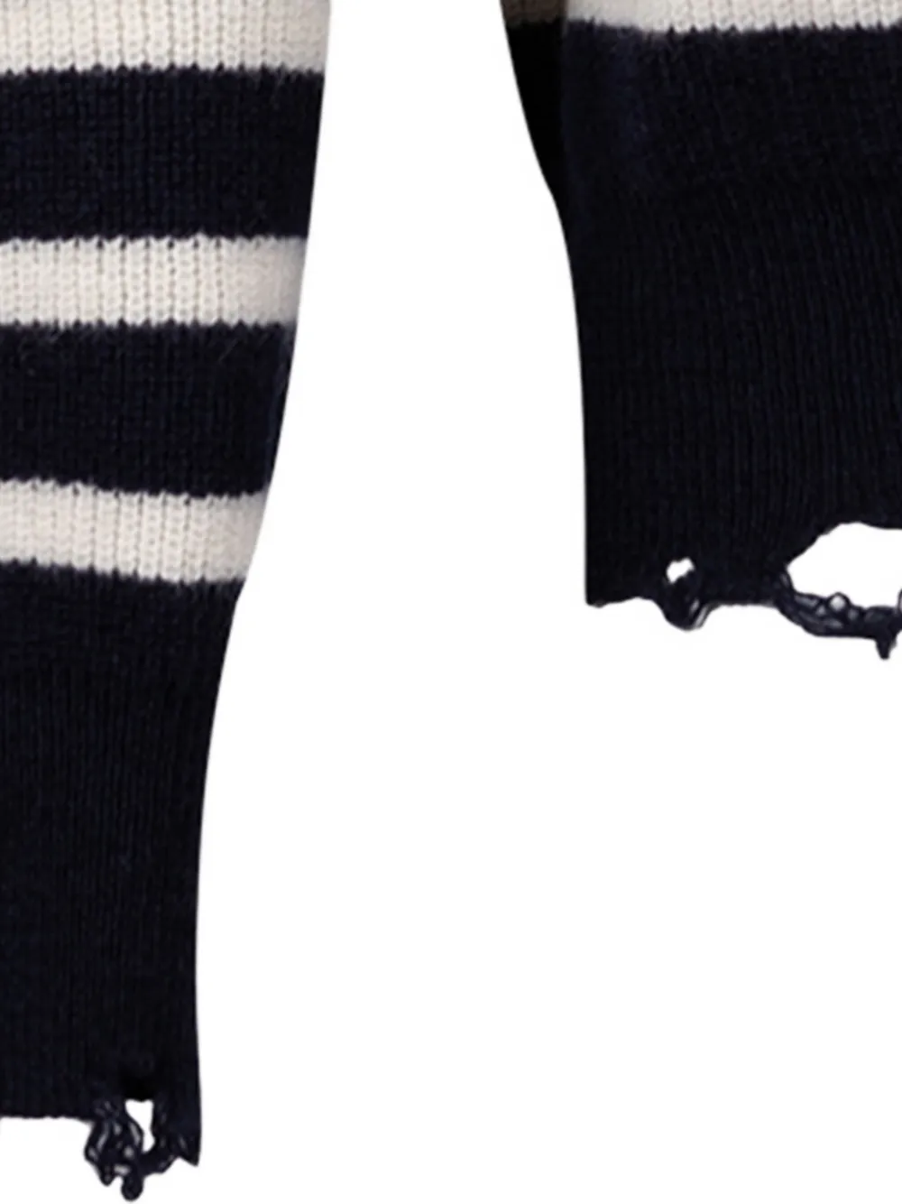  Amaranto Striped-detail Distressed Sweater - Blue 
