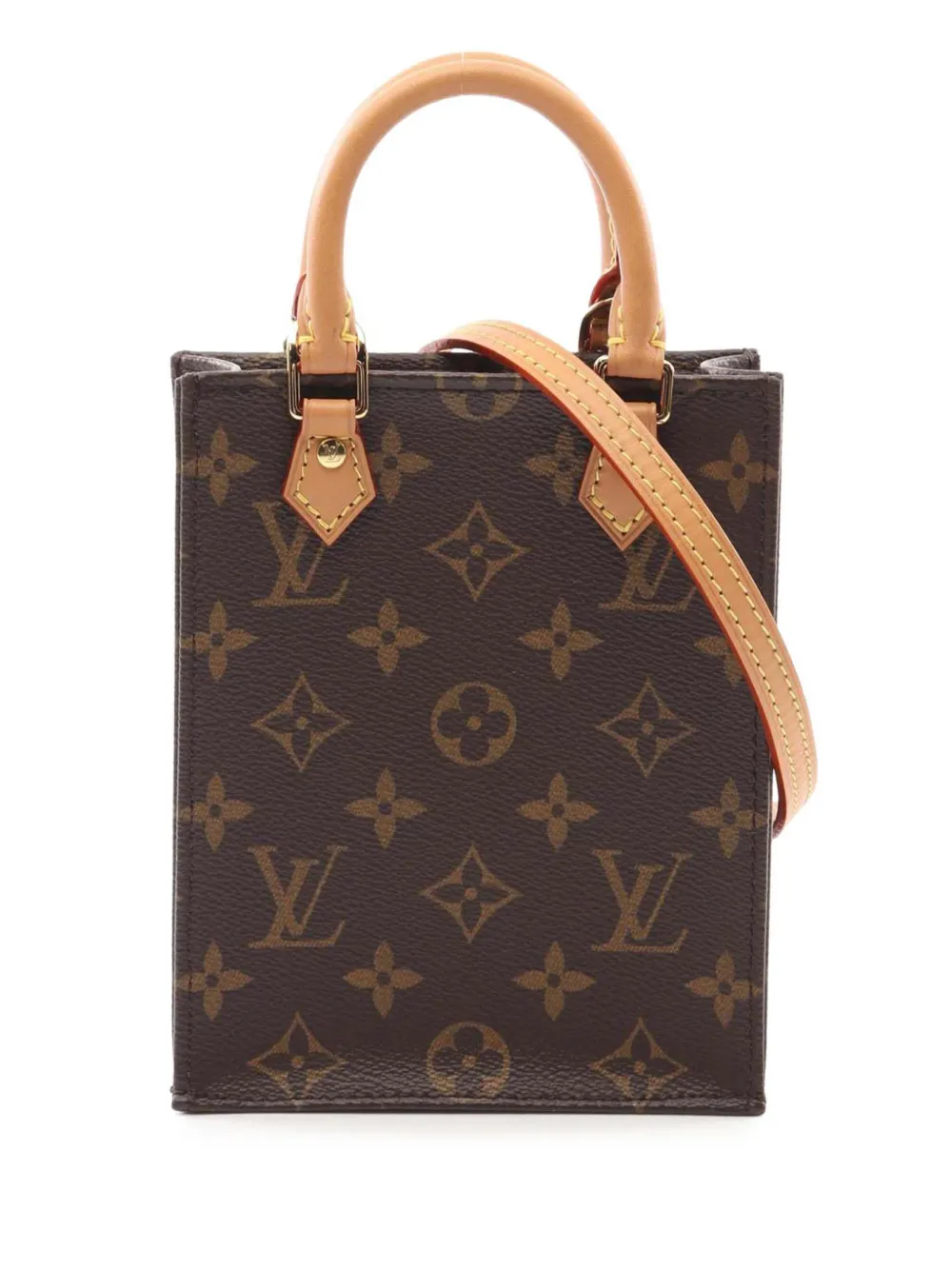 Pre-owned Louis Vuitton 2020 Monogram Petit Sac Plat Satchel In Brown