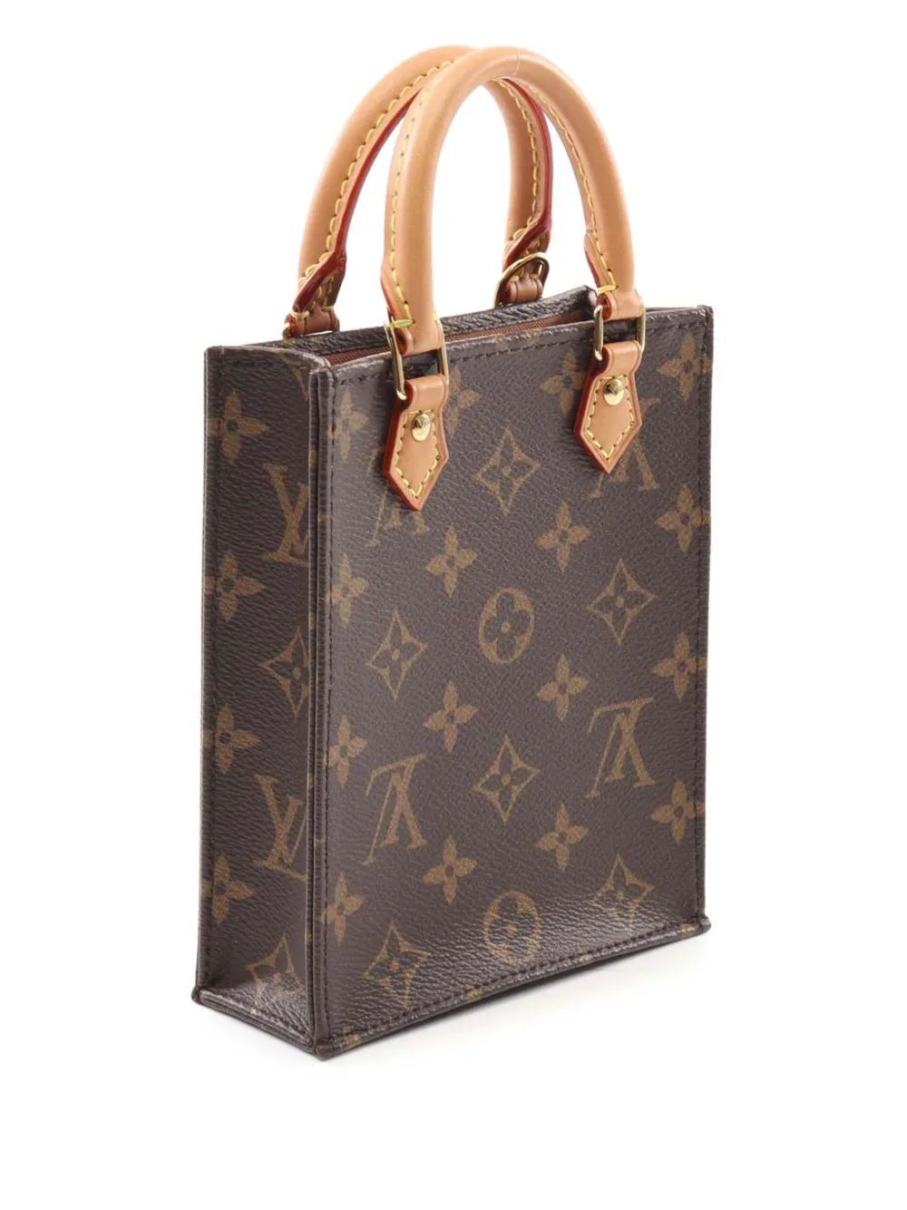 Pre-owned Louis Vuitton 2020 Monogram Petit Sac Plat Satchel In Brown