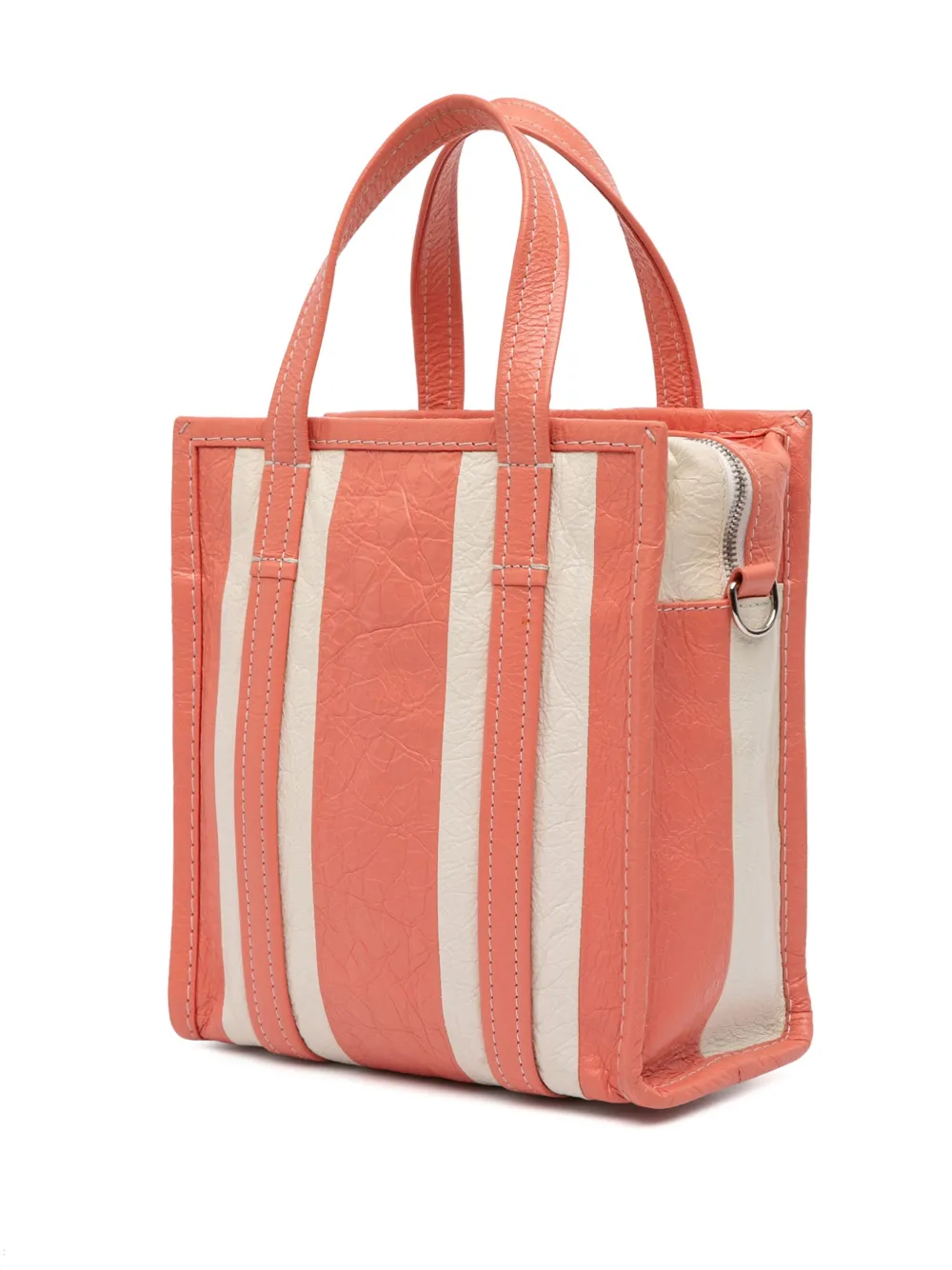 Pre-owned Balenciaga 2017 Xs Lambskin Bazar Shopper Satchel In Pink