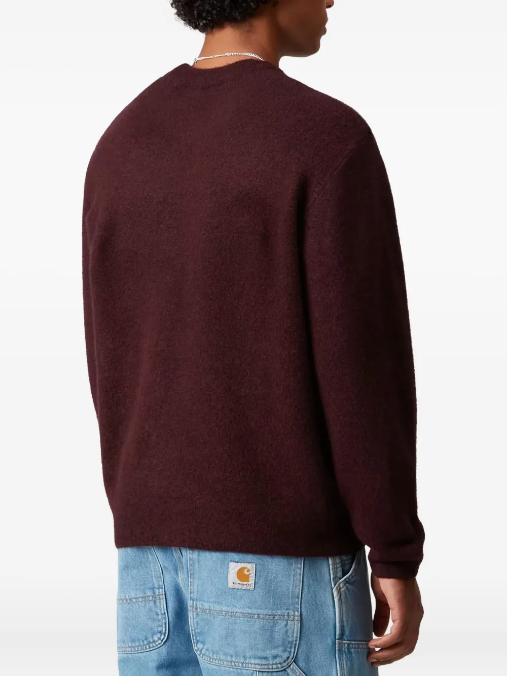 Carhartt Mens Rondo Air Yellow Chedda Brand-print Knitted Jumper In Burgundy