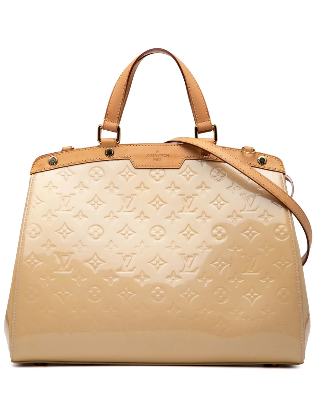 Pre-owned Louis Vuitton 2013 Monogram Vernis Brea Gm Satchel In Brown