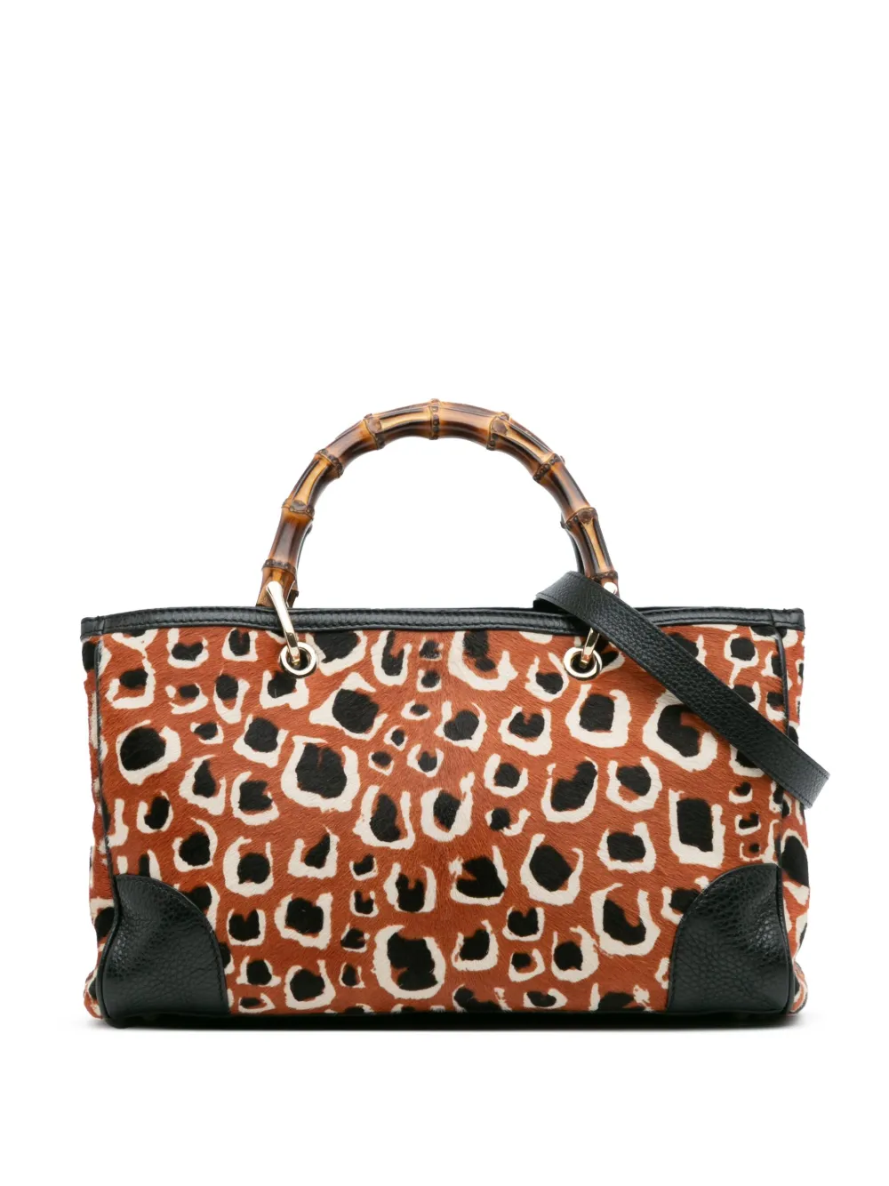 Pre-owned Gucci 2016-2025 Medium Pony Hair Bamboo Shopper Satchel In Orange