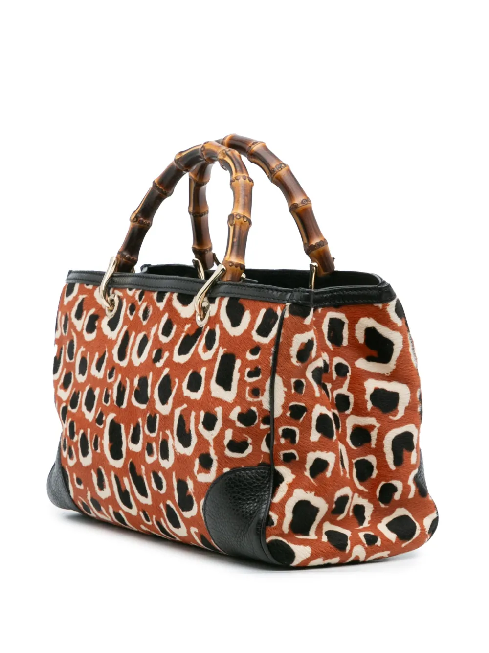 Pre-owned Gucci 2016-2025 Medium Pony Hair Bamboo Shopper Satchel In Orange