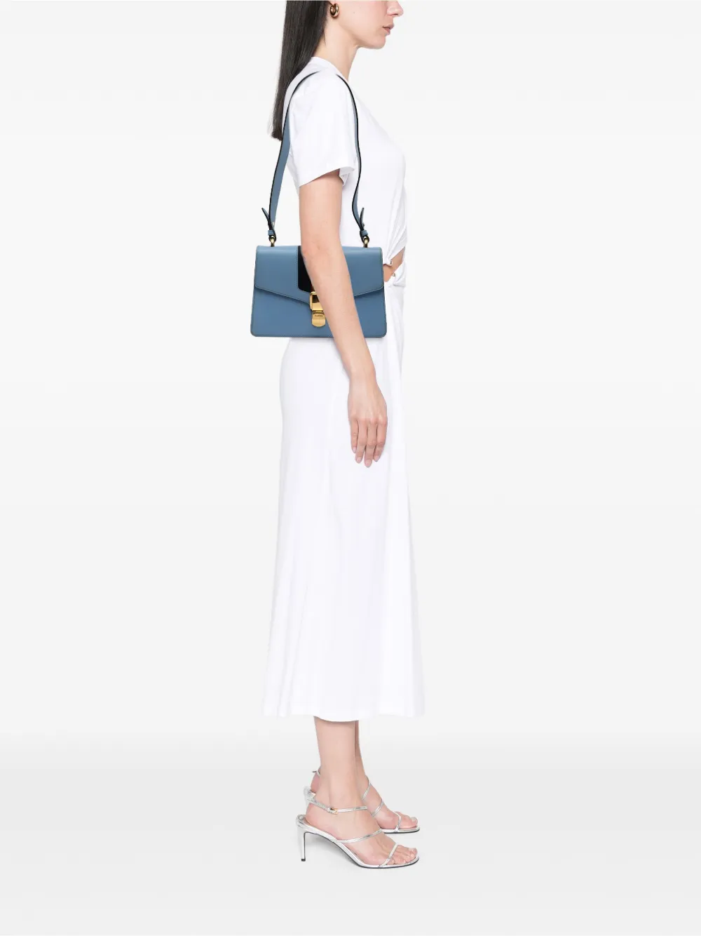 Pre-owned Gucci 2016-2025 Small Leather Sylvie Web Satchel In Blue