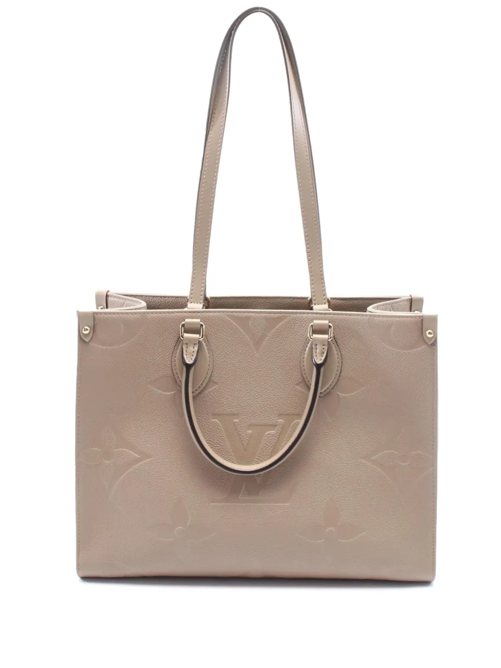 Pre-owned Louis Vuitton 2021-2025 Monogram Empreinte Onthego Mm Satchel In Brown