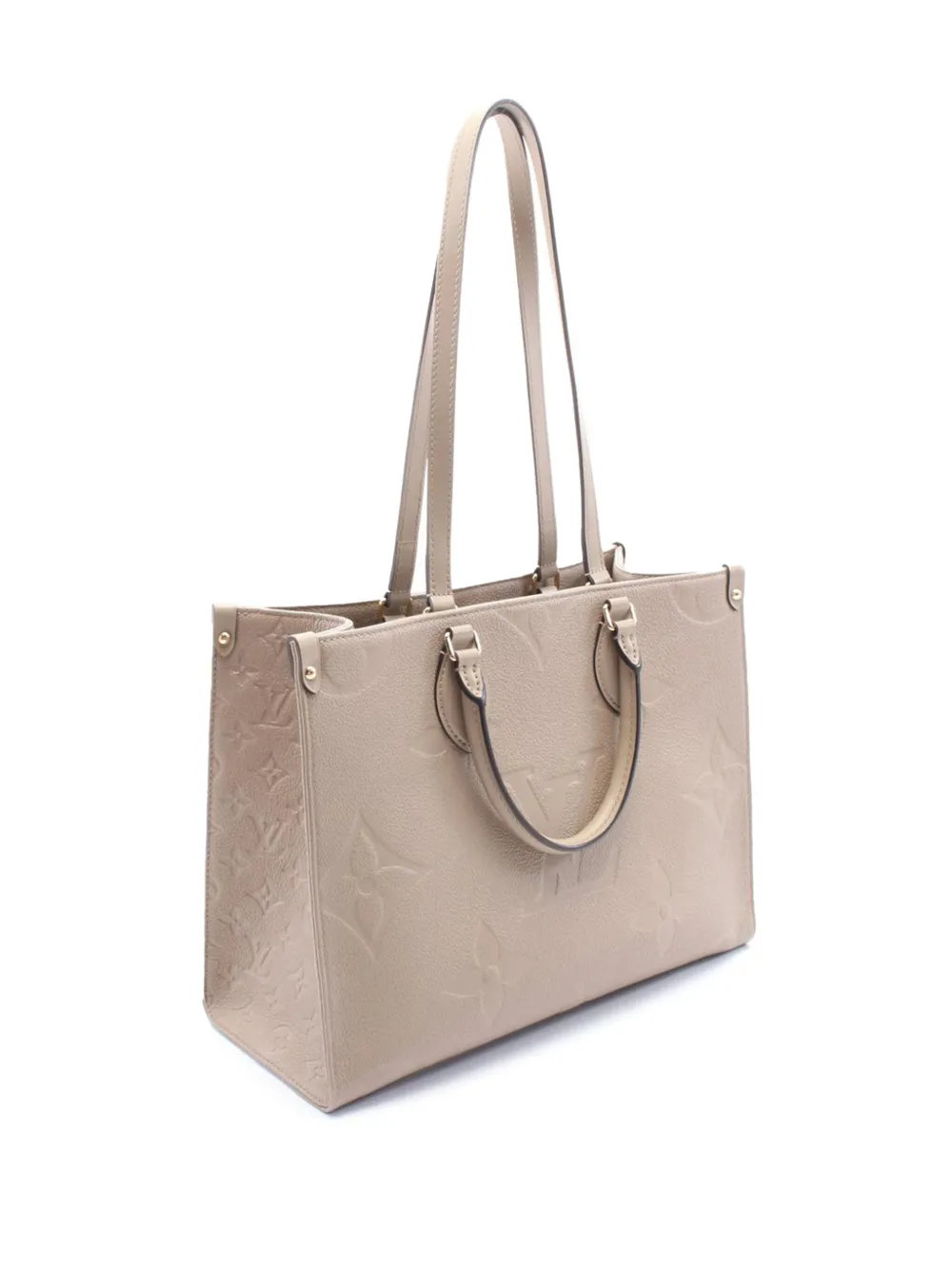 Pre-owned Louis Vuitton 2021-2025 Monogram Empreinte Onthego Mm Satchel In Brown