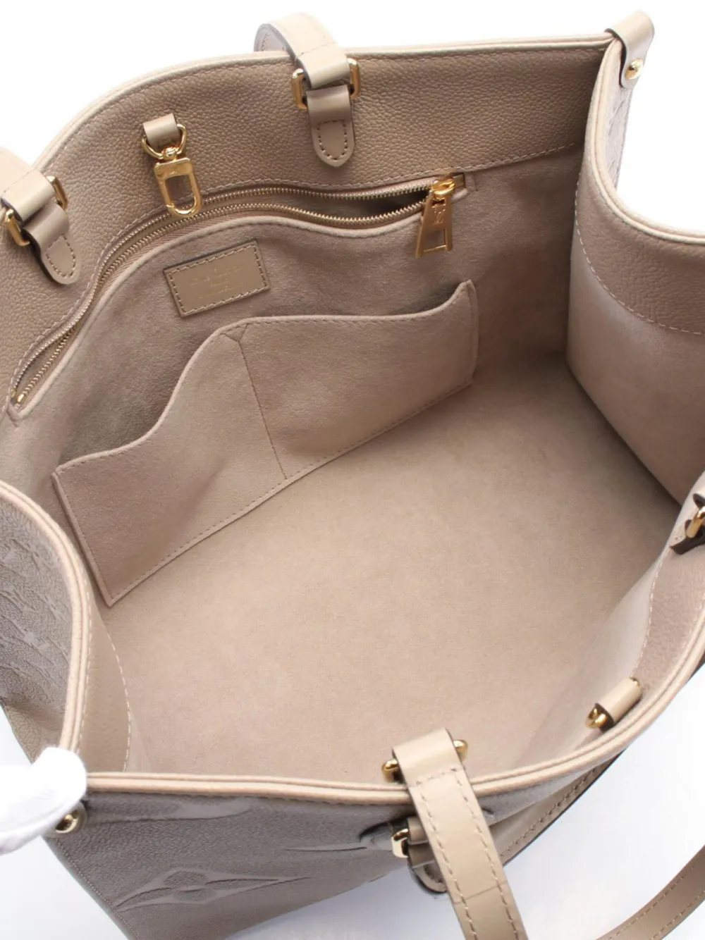 Pre-owned Louis Vuitton 2021-2025 Monogram Empreinte Onthego Mm Satchel In Brown