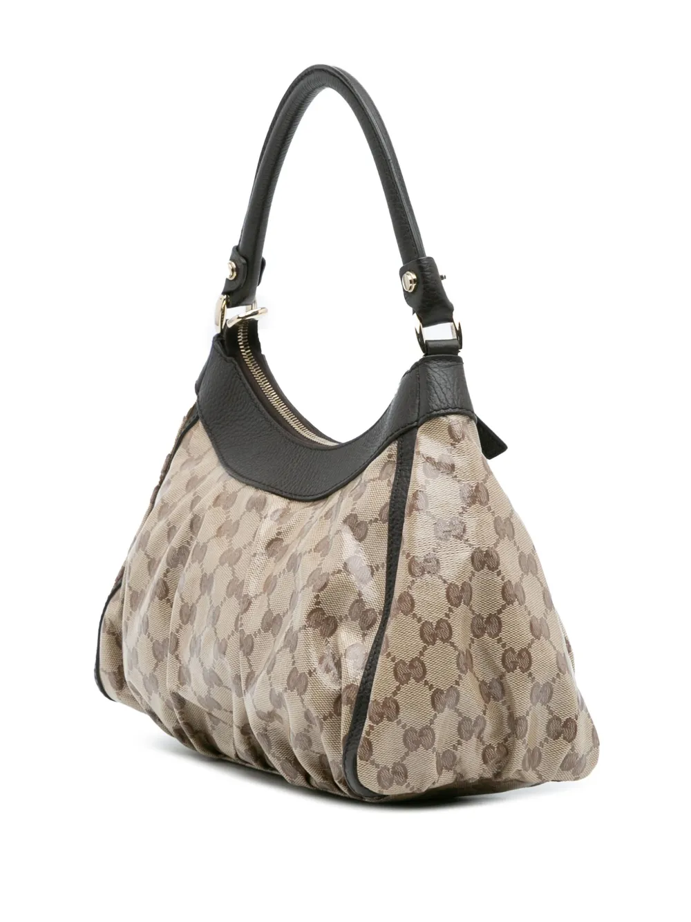 Pre-owned Gucci 2016-2025 Gg Crystal Abbey D Ring Shoulder Bag In Brown
