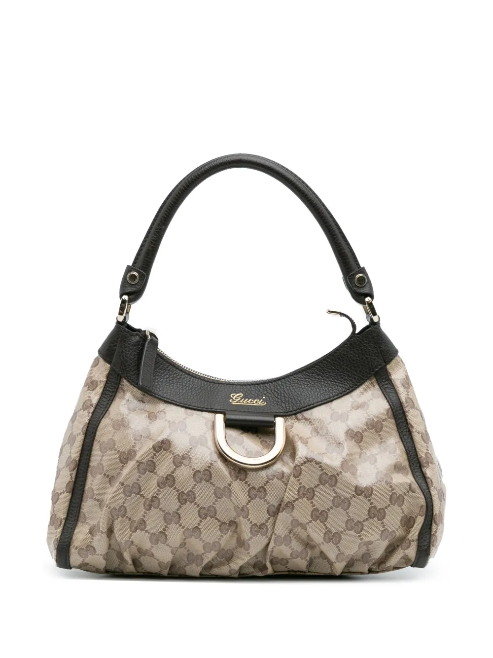 Pre-owned Gucci 2016-2025 Gg Crystal Abbey D Ring Shoulder Bag In Brown