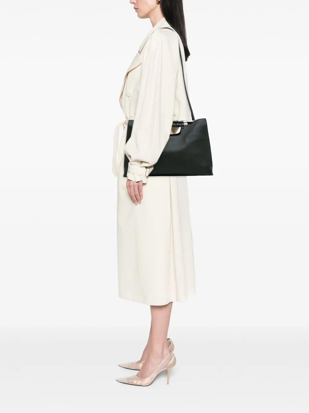 Pre-owned Gucci 2016-2025 Medium Calfskin Bamboo Daily Shopper Satchel In Black