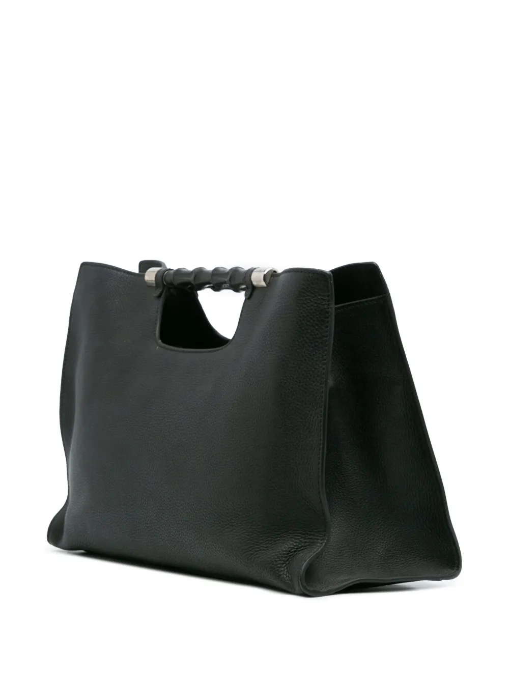 Pre-owned Gucci 2016-2025 Medium Calfskin Bamboo Daily Shopper Satchel In Black