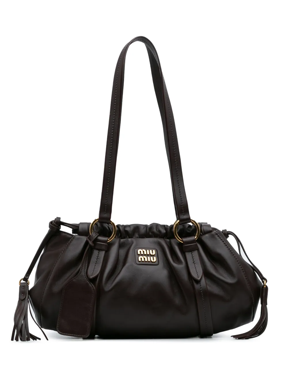 Pre-owned Miu Miu 2010-2025 Small Nappa Joie Shoulder Bag In Brown