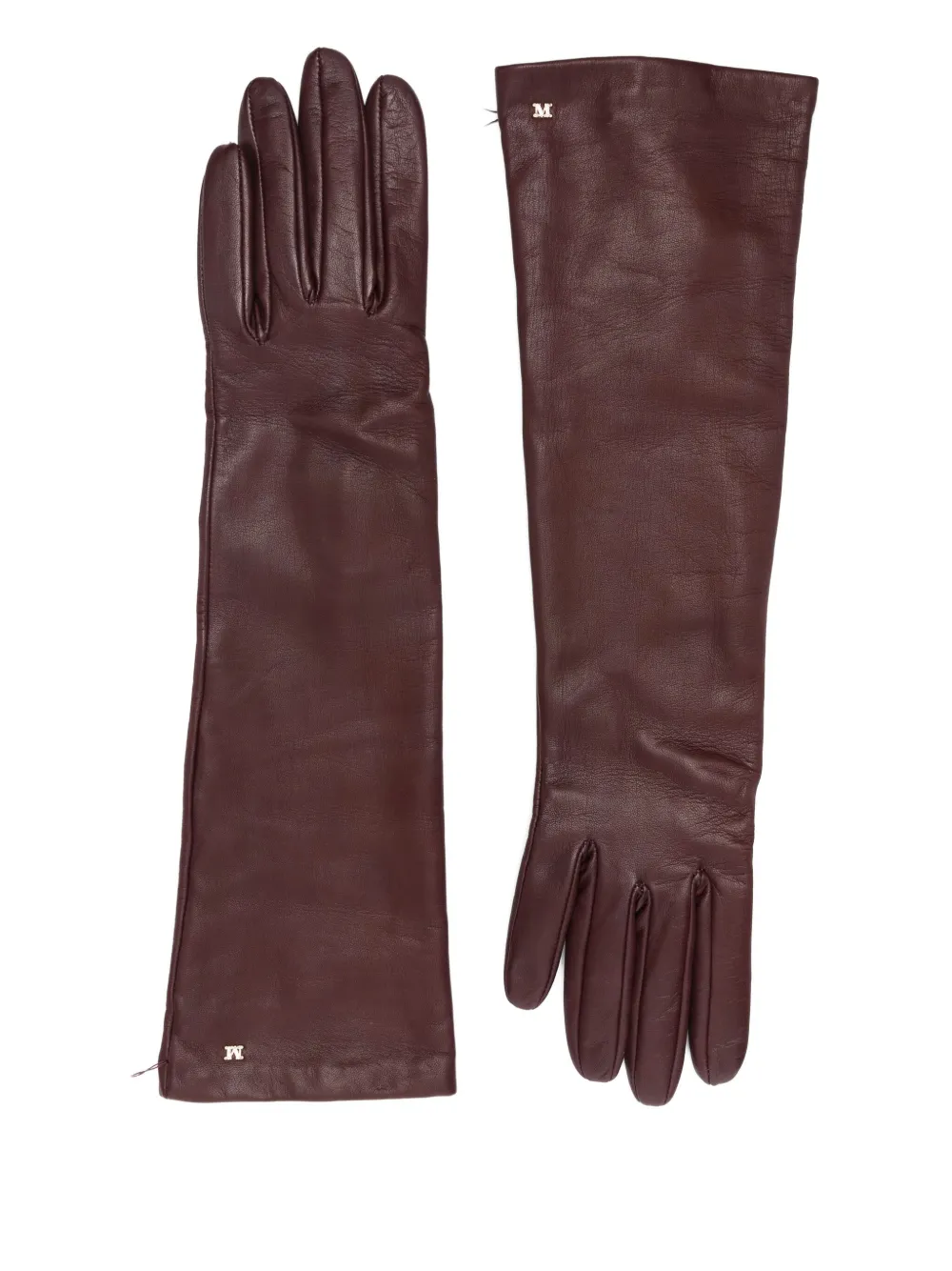 Max Mara Faux-leather Long Gloves In Brown