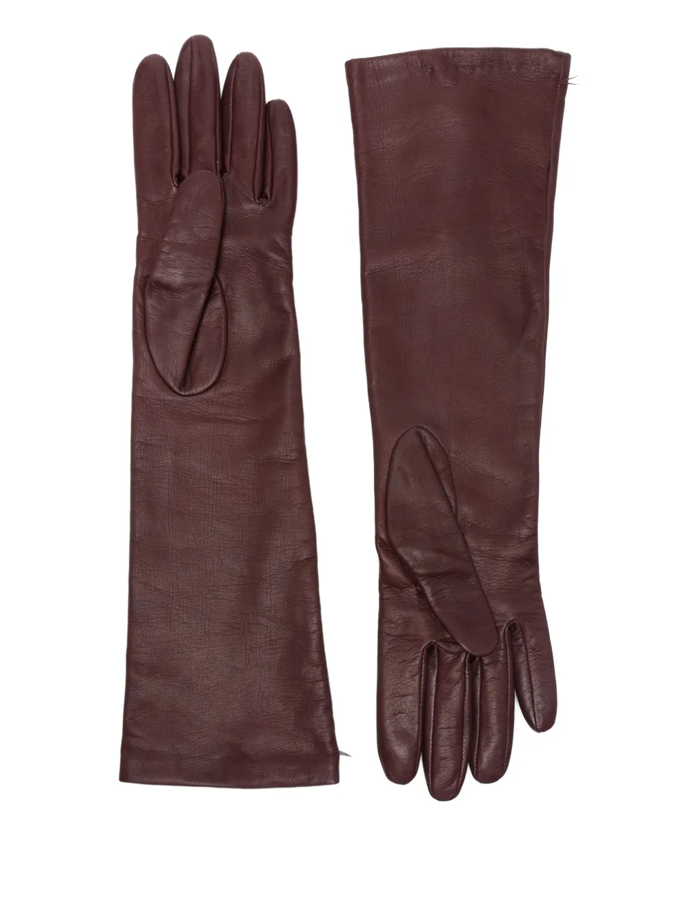 Max Mara Faux-leather Long Gloves In Brown