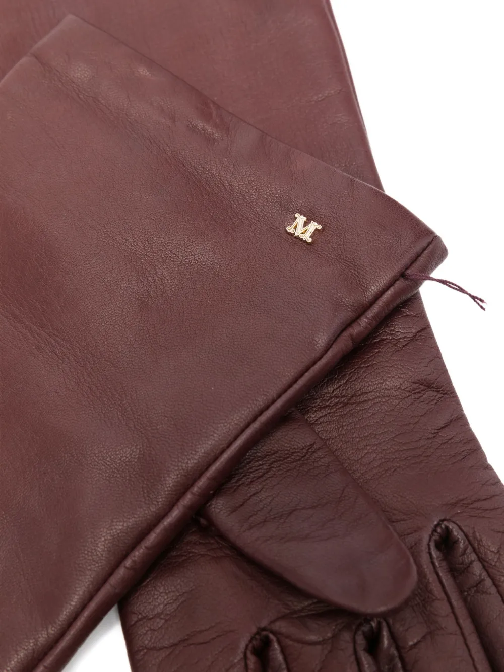 Max Mara Faux-leather Long Gloves In Brown