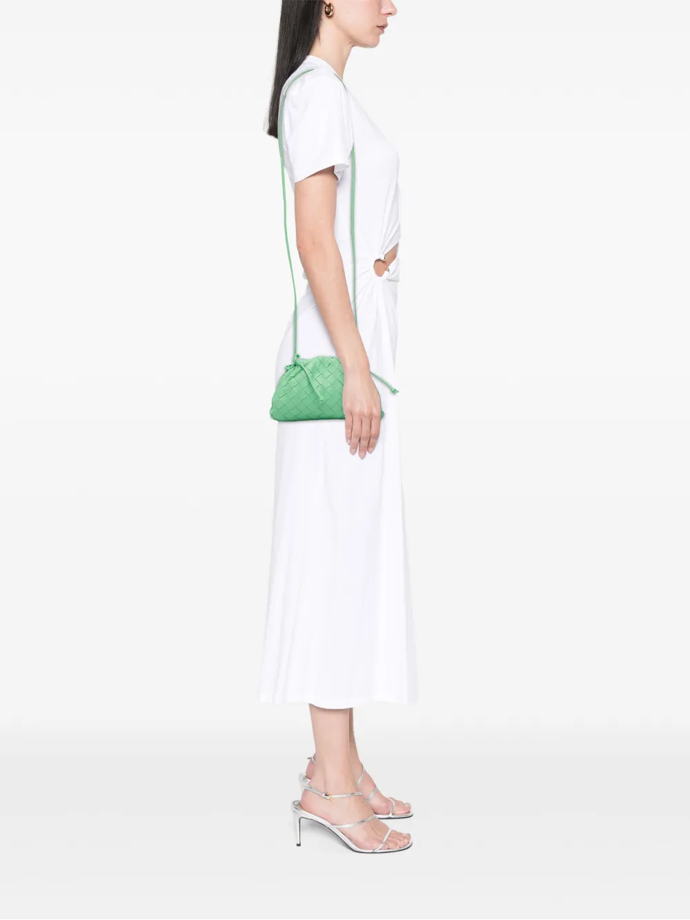 Pre-owned Bottega Veneta 2012-2025 Nappa Intrecciato The Mini Pouch Crossbody Bag In Green