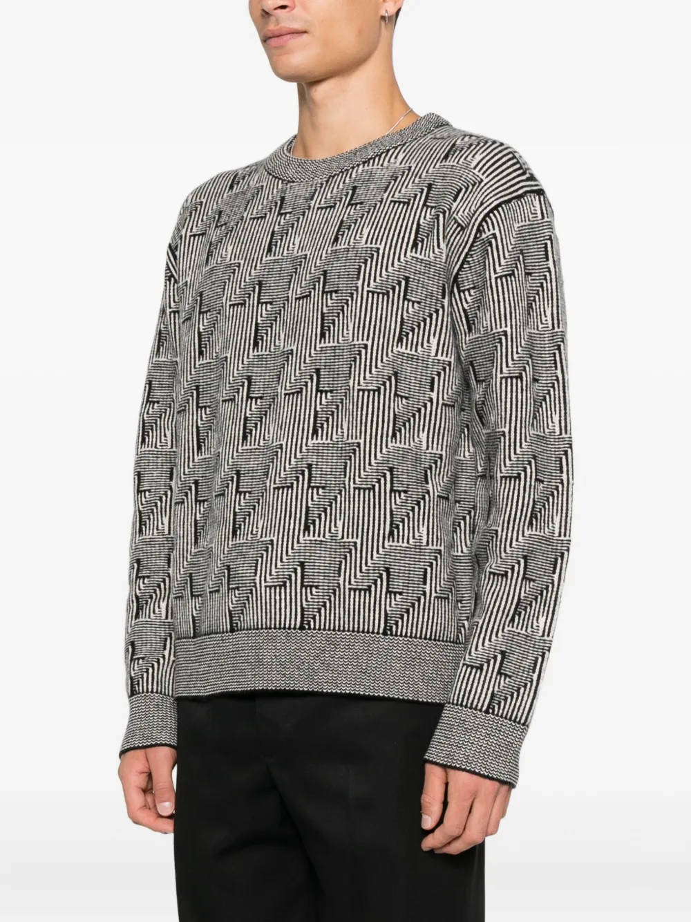 Paul Smith Gebreide trui met geometrisch patroon Grijs