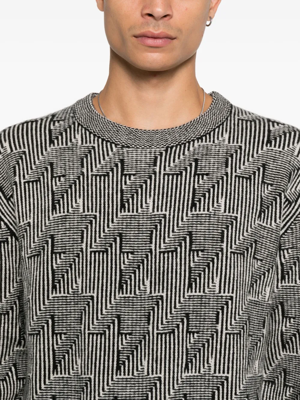 Paul Smith Gebreide trui met geometrisch patroon Grijs