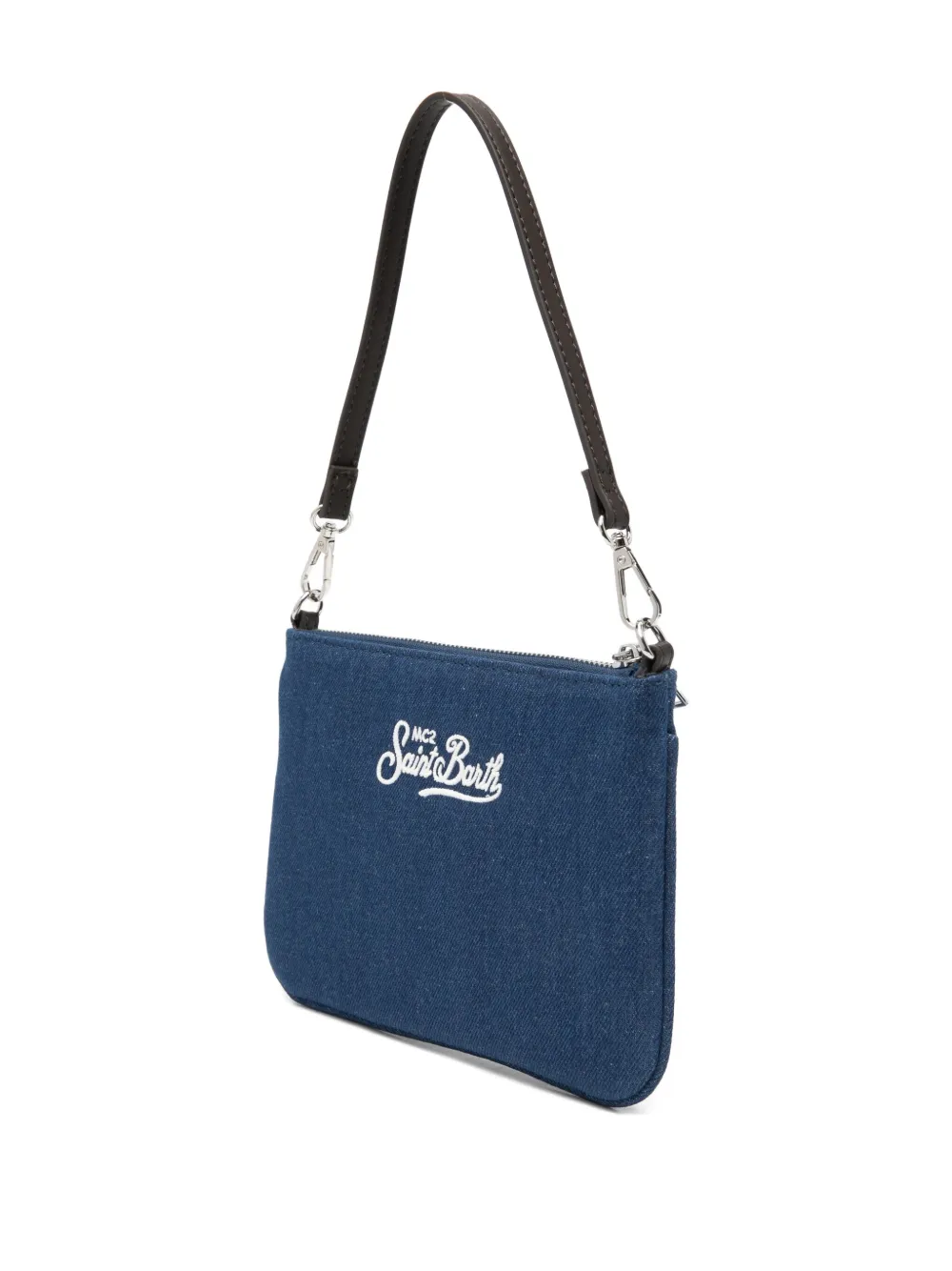 Mc2 Saint Barth Zip Logo Shoulder Bag In Blue
