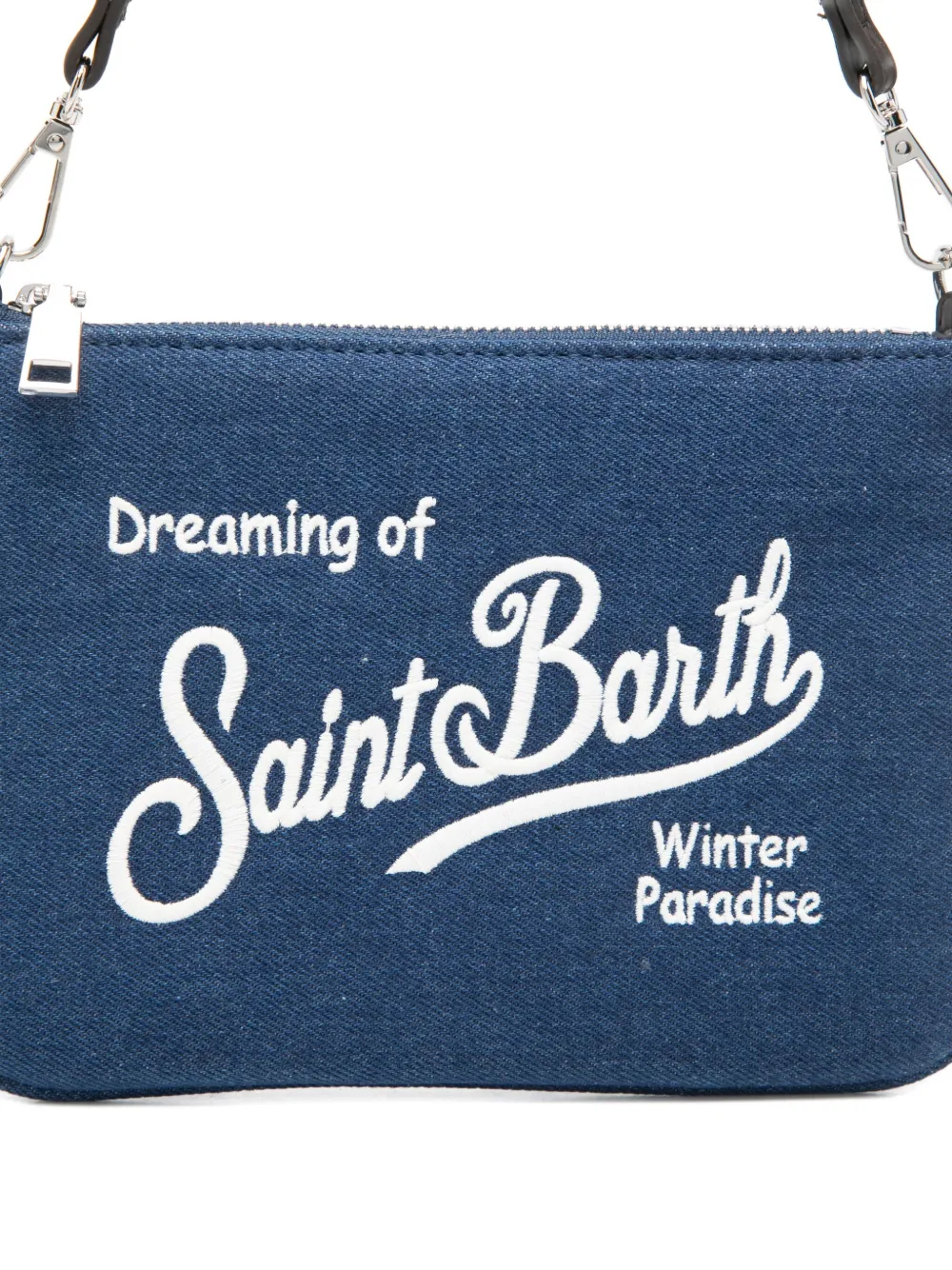 Mc2 Saint Barth Zip Logo Shoulder Bag In Blue