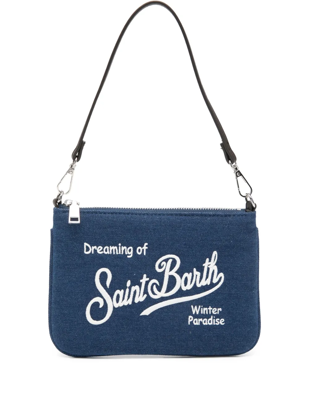 Mc2 Saint Barth Zip Logo Shoulder Bag In Blue