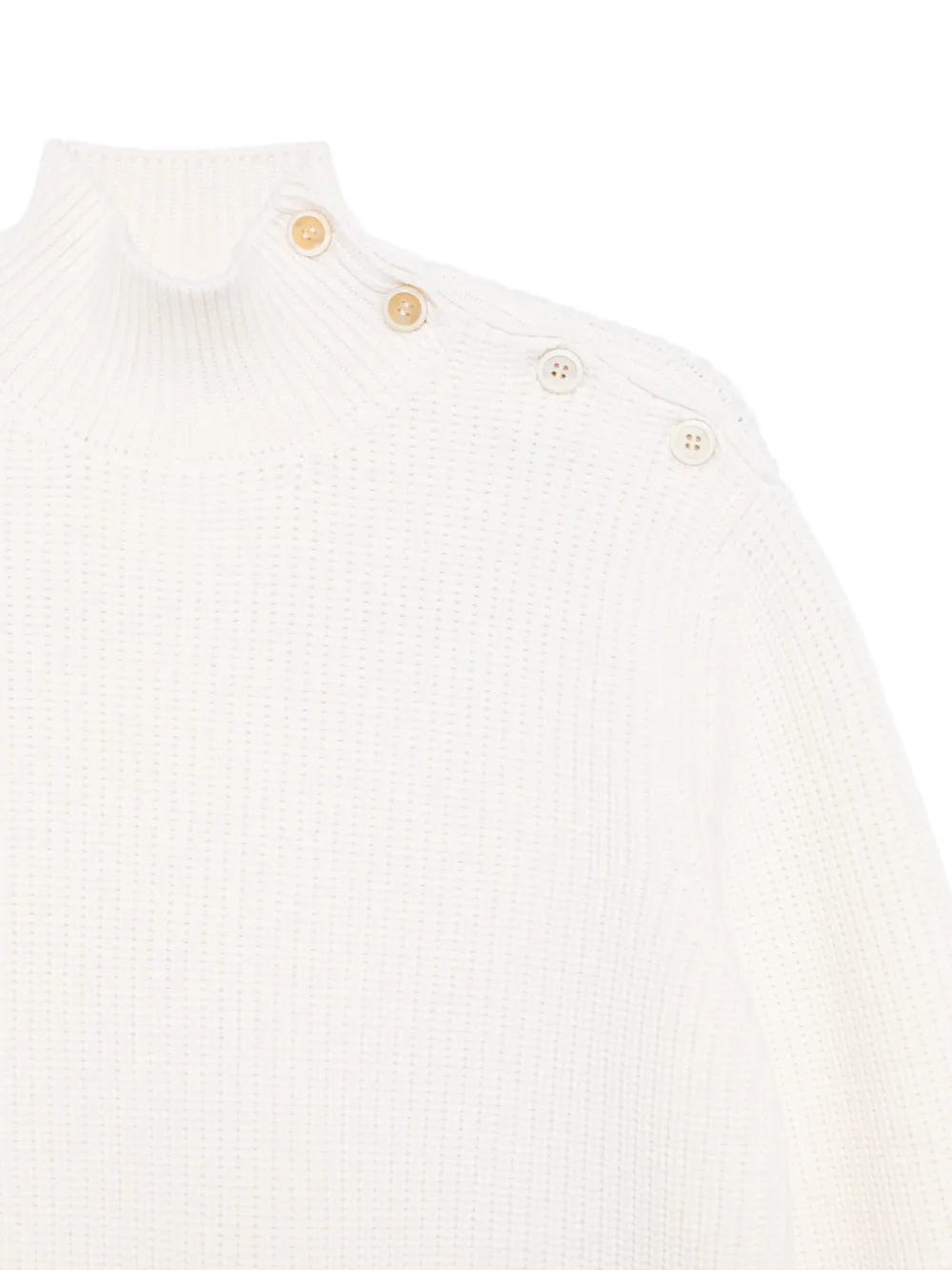 Prada Trui met hoge hals en knopen Wit