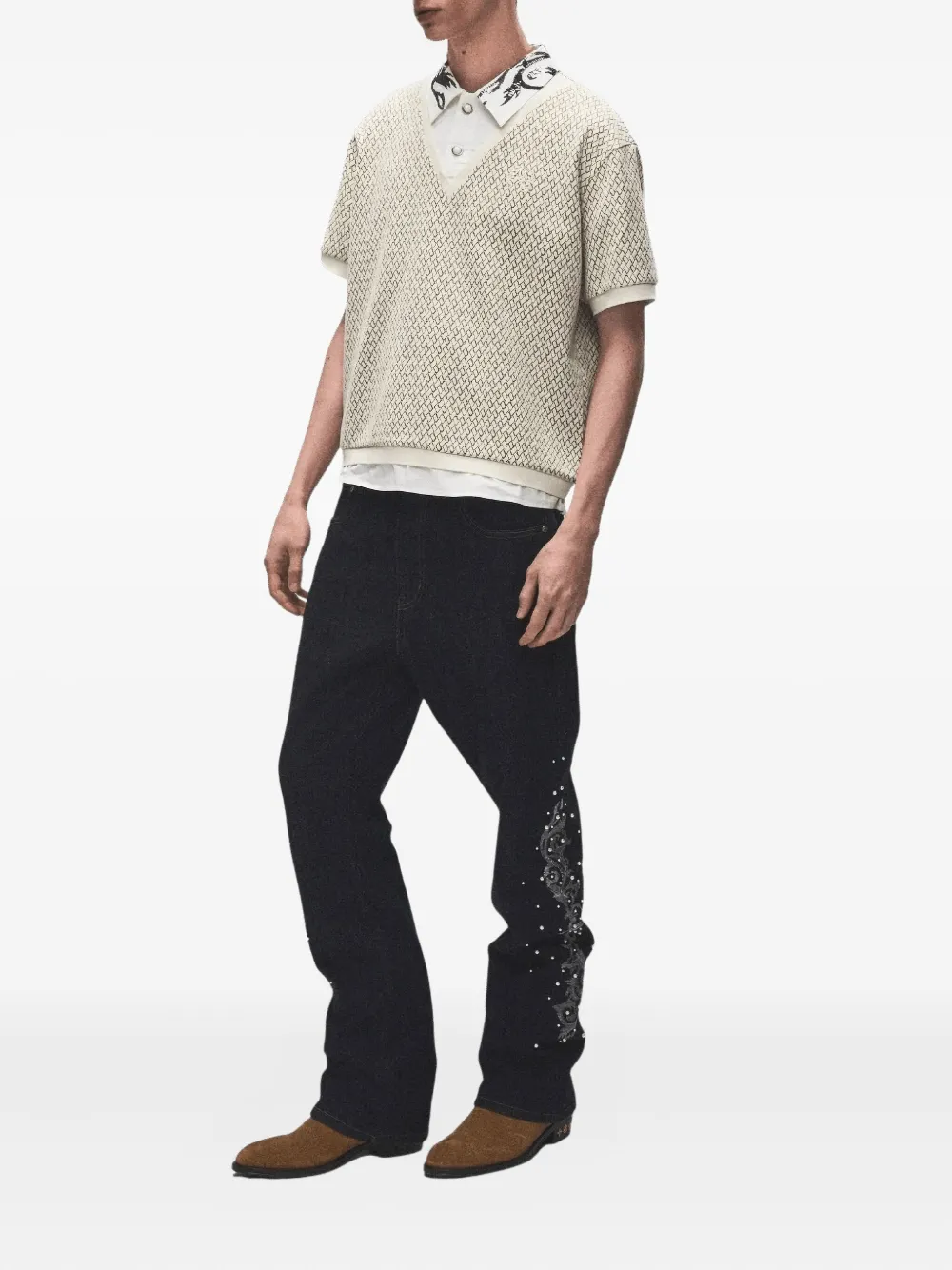 BIRTH OF ROYAL CHILD vine-pattern polo shirt - Beige