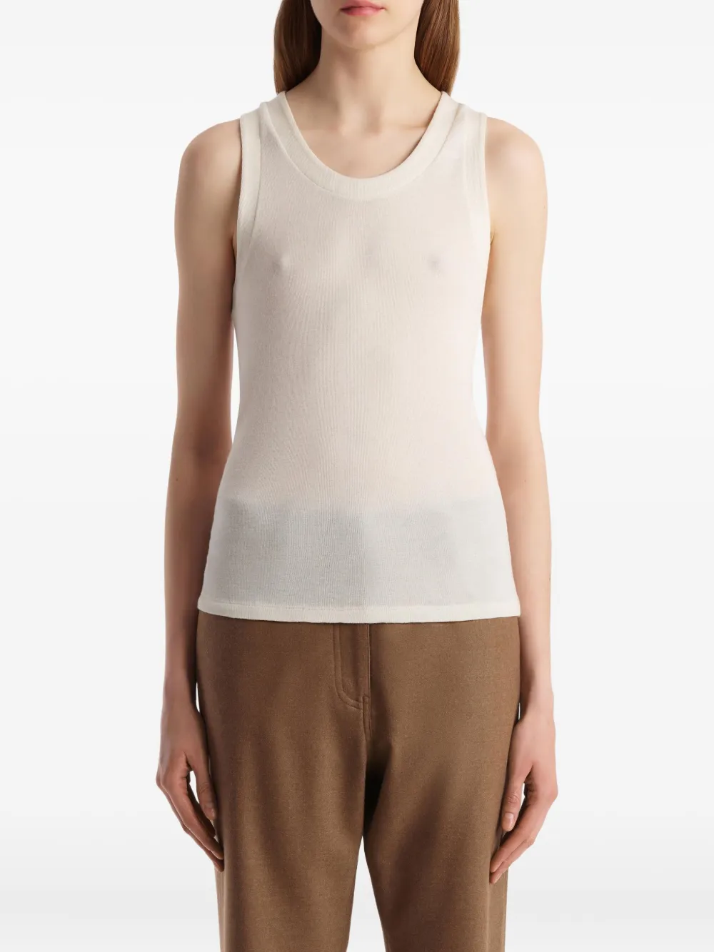 KHAITE Isha mouwloze top Beige