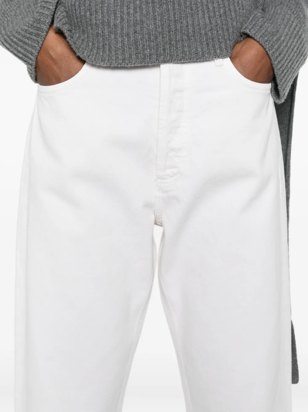 Agolde Five-pocket Denim Trousers In White