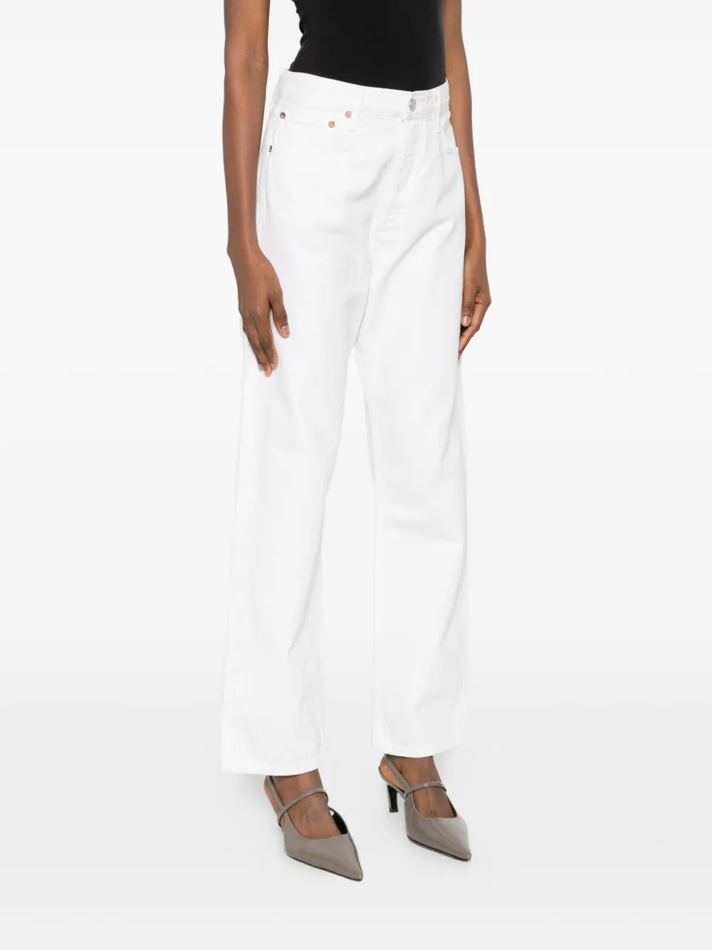 Agolde Five-pocket Denim Trousers In White