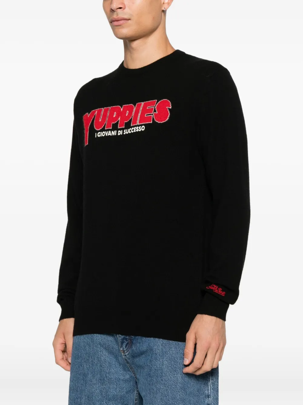 Mc2 Saint Barth Embroidered Heron Sweater In Black