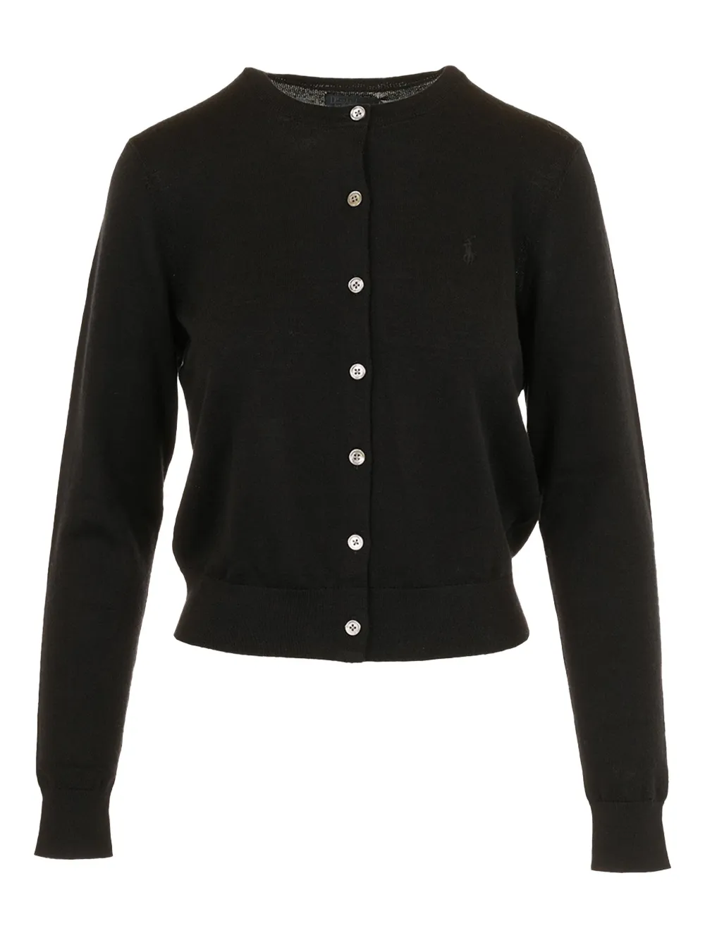 Polo Ralph Lauren Crew-neck Long-sleeve Cardigan In Black