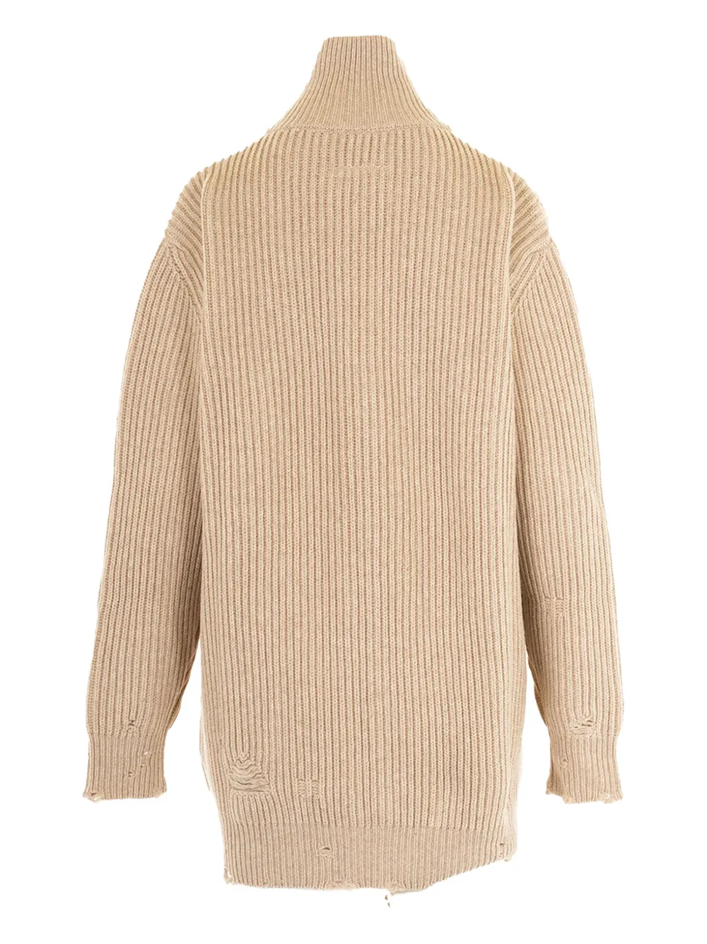 Mm6 Maison Margiela Zip-up Ribbed Cardigan In Neutral