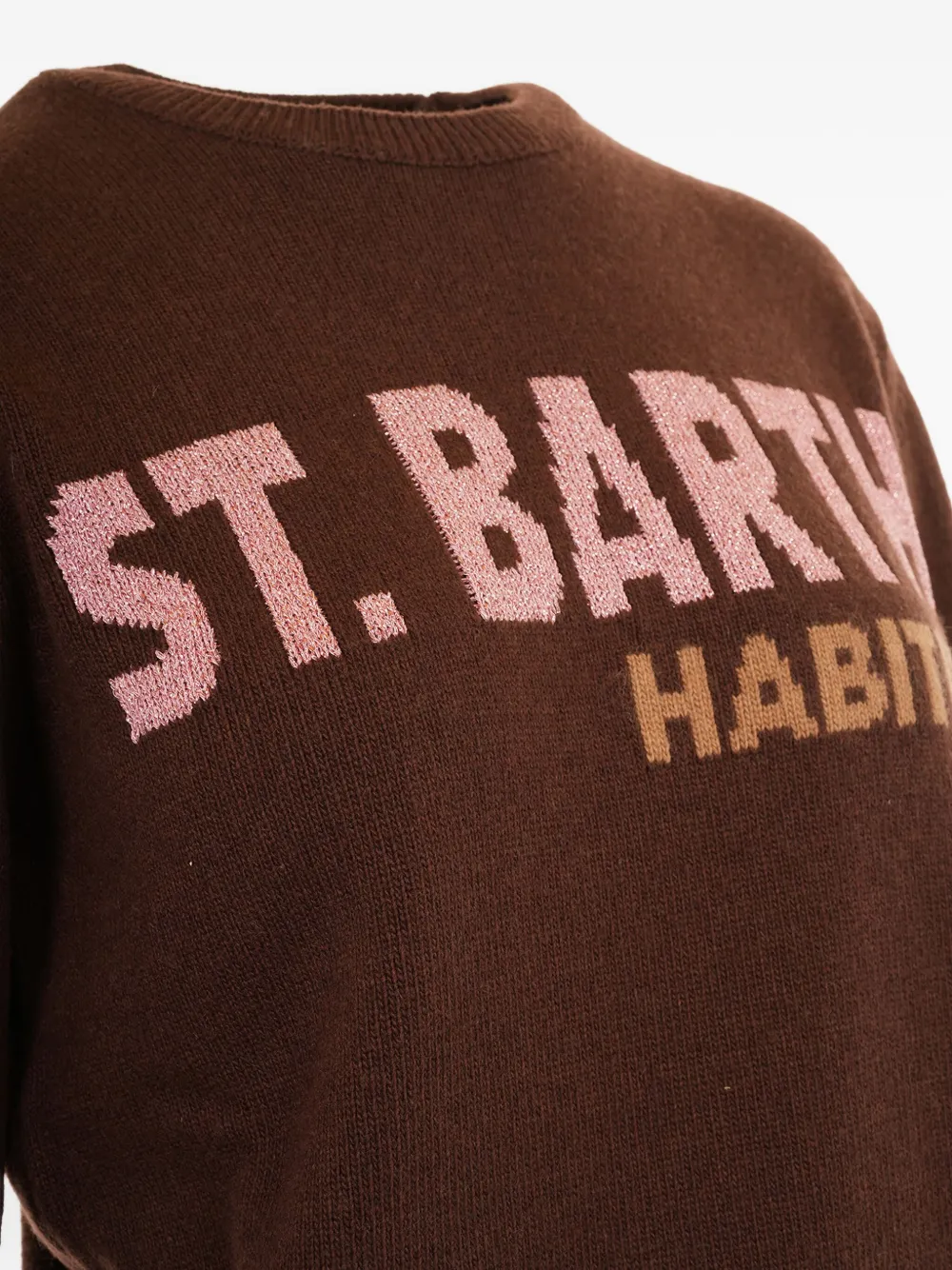 Mc2 Saint Barth Habitue Intarsia Sweater In Brown