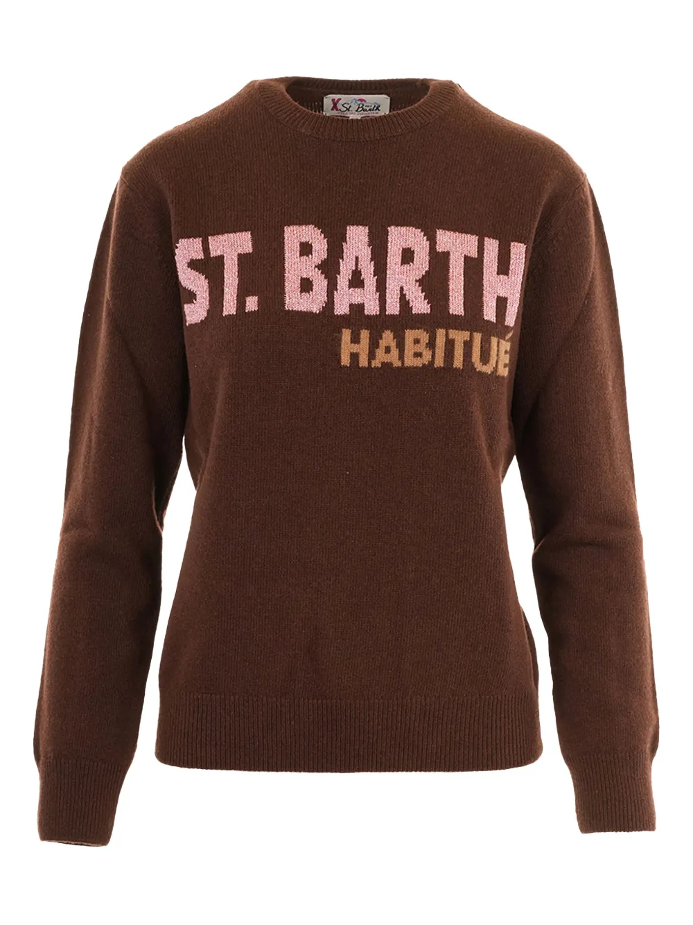 Mc2 Saint Barth Habitue Intarsia Sweater In Brown