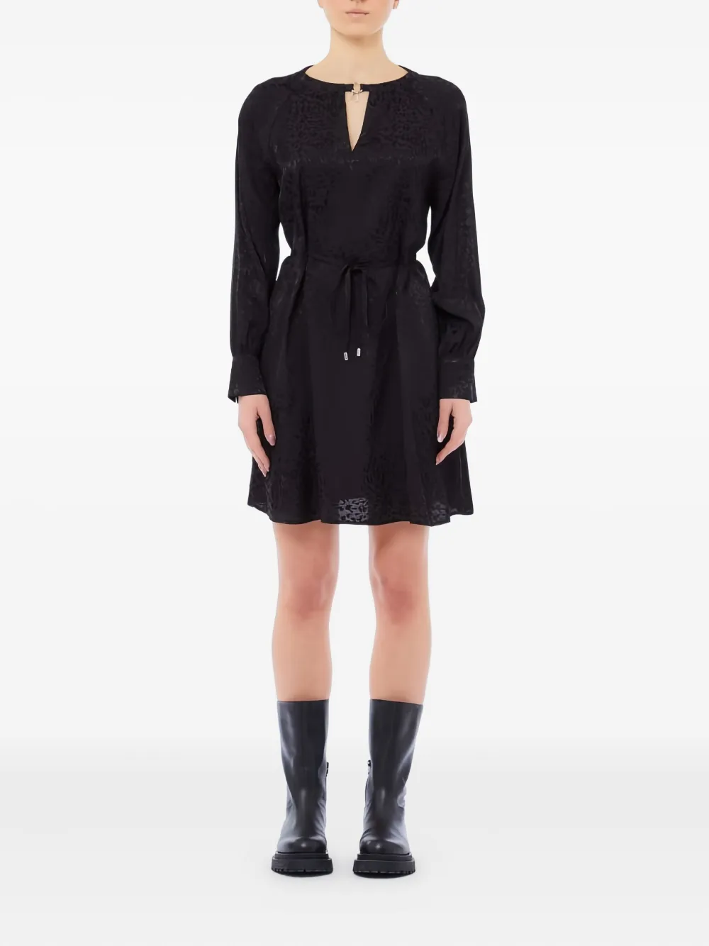 LIU JO keyhole tie mini dress - ブラック LIU JO keyhole tie mini dress - ブラック