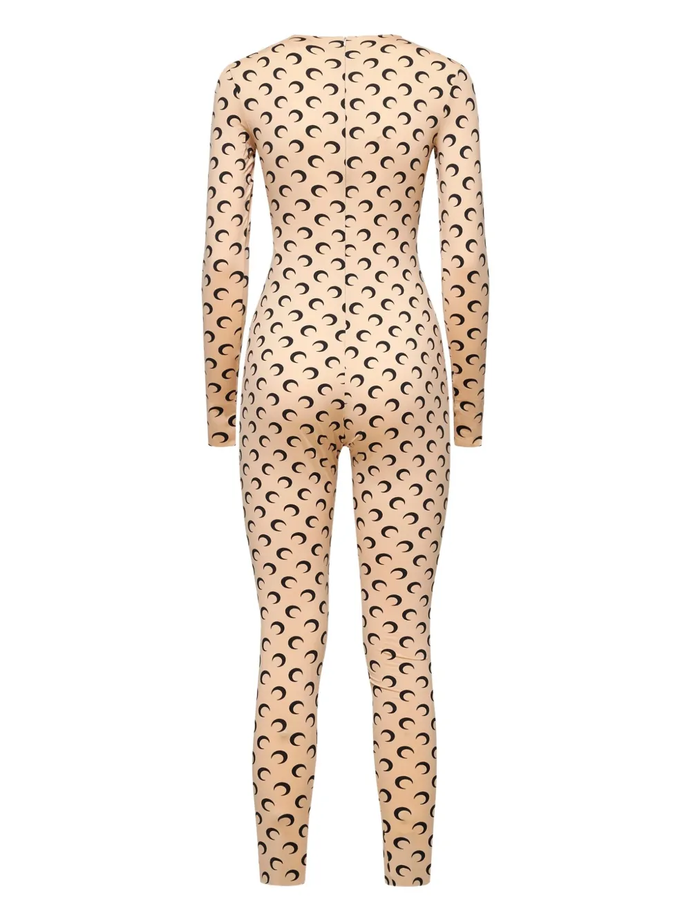 Marine Serre Moon-print Long-sleeve Catsuit In Neutral